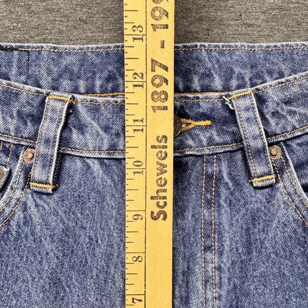 Levis 551 Jeans Mens 31x29 Blue Relaxed Fit Patchwork Raw Hem Straight Leg Denim - Picture 5 of 16